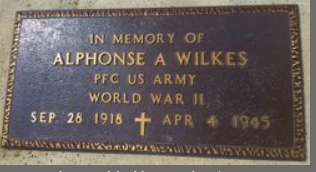 Private First Class Alphonse A Wilkes grave marker photo