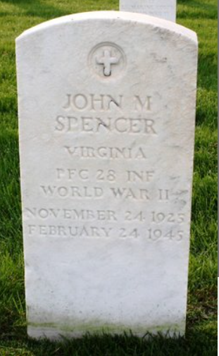 Private First Class John Melvin Spencer grave marker photo